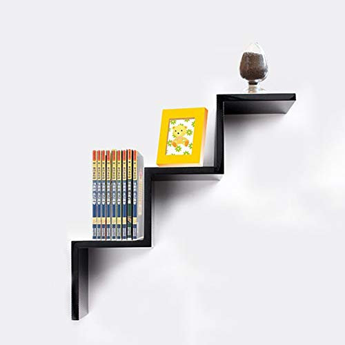 RILOOP Inall Mounted Floating Shelves Inood, 3 Steps Ladder Shaped Inall Shelf in Sbookshelf Storage Shelves for Tv Decor Study