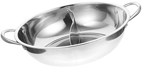 HOMSFOU Pot De Canard Mandarin En Acier Inoxydable Ustensiles De Cuisine À Deux Saveurs Marmite À Marmite À Deux Saveurs Marmite Avec Séparateur Réchauds Avec Couvercles Marmite Coréenne