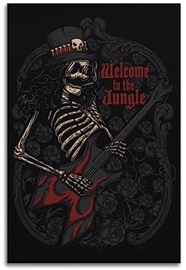 Rock n Roll Art Welcome to the Jungle Vintage-Poster, Wandkunstdruck, Retro-Ästhetik, Raumdekoration, Bürodekoration, 30 x 45 cm, ungerahmt
