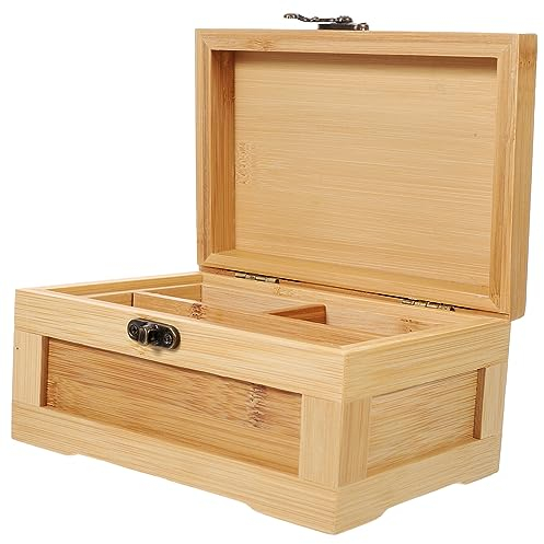 IMIKEYA Boîte Boîte De Rangement En Bambou Rangement Des Sachets De Thé Coffre De Pirate Organisateur De Thé En Bois Mallette De Rangement Darticles Divers Décor Boite Cadeau Bijoux