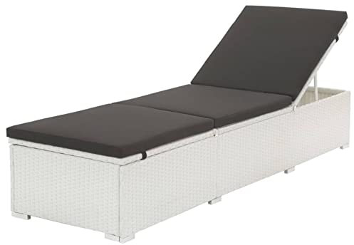 ZEYUAN Sonnenliege mit Auflage Poly Rattan Weiß, Gartenliege, Liegestuhl, Sonnenstuhl, Sonneninsel Outdoor, Liegen, Gartenmöbel, Bäderliege, Relaxliege - 43951