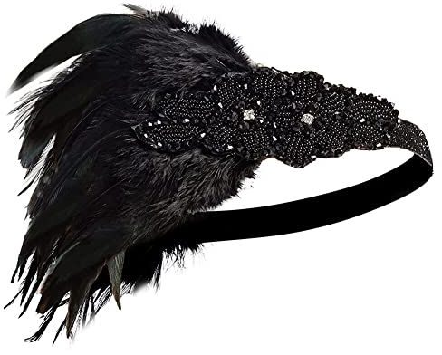 Ispchen Coiffe Gatsby Fascinateur en Cristal de Plumes et Strass - Bandeau de Bal et DéCoration pour Femmes et Filles, Type 1