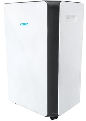 RAM 20L Dehumidifier For Drying Clothes Bedroom Office Home Garden Grow Room With Digital Humidity Sensor & Indicators Mould Damp Moisture Window Condensation Remover