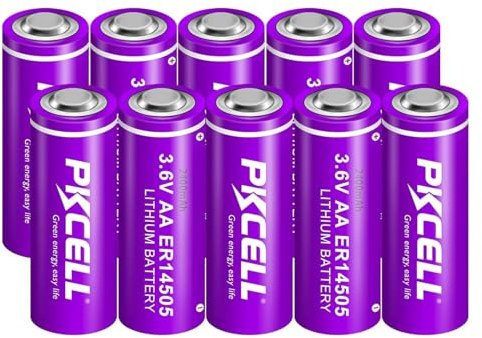 PKCELL ER14505 AA Batteries (10 Pack) 3.6V 2400mAh Lithium Battery Non-Rechargeable