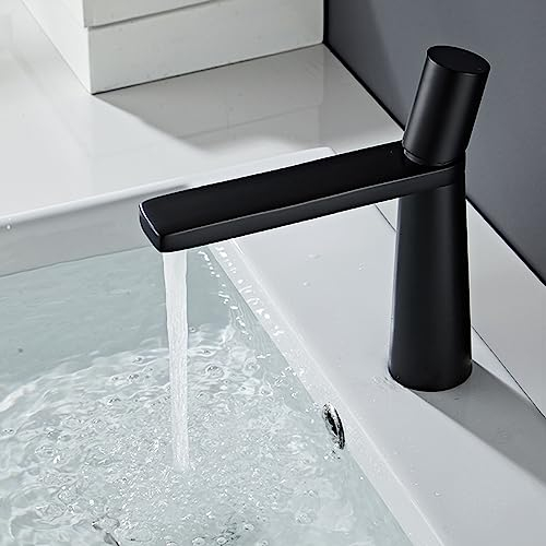 Badezimmer-Waschtischarmaturen, 1 Loch, G1/2 Zoll, Warm- und Kaltwasserhähne für Badezimmerwaschbecken für Unterbauwaschbecken, Schwarz Better life