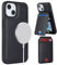ELTEKER Hülle für iPhone 15 Handyhülle mit Kartenfach Magsafe Wallet Magnetischer Kartenhalter Handy kreditkartenetui mit Ständer,Leder Klapphülle Schutzhülle für iPhone 15-Schwarz