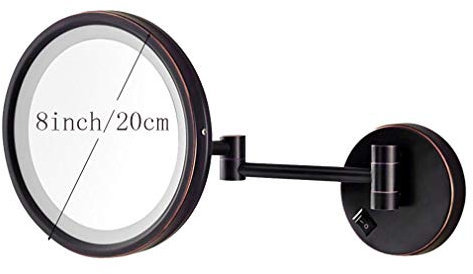 GaRcan Miroir de courtoisie de Maquillage à LED, Miroir de beauté à grossissement 3X, Miroir de Salle de Bain Extensible Mural, Miroir cosmétique pivotant à 360 °, Connexion câblée,Bla
