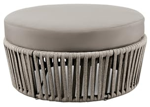 Mondo Viro Pouf table basse en corde et métal Daisy Rope table basse de jardin 90 x 90 cm 45 h (Fango - Taupe)