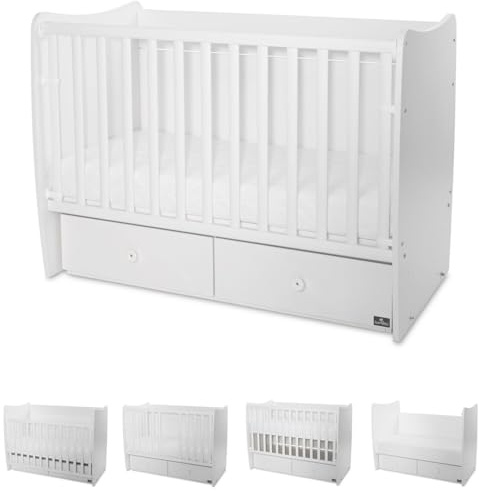Lorelli Babybett MATRIX NEW Kinderbett 120 x 60 cm, 2 Ebenen, 2 Schubladen weiß