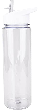 Bimhayuu Leak Proof Sports Water Bottles Clear Plastic Bottles 750ml Flip Up Lid Clear Water Bottle with Filter Flip-Top Lid for Gym School Yoga and Cycling (White)