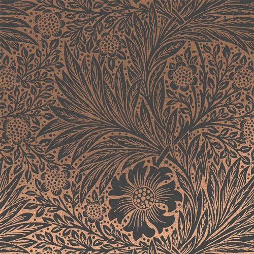 WILLIAM MORRIS AT HOME Marigold Fibrous Charcoal Wallpaper | Paste The Wall | Grey Floral | Eco-Friendly
