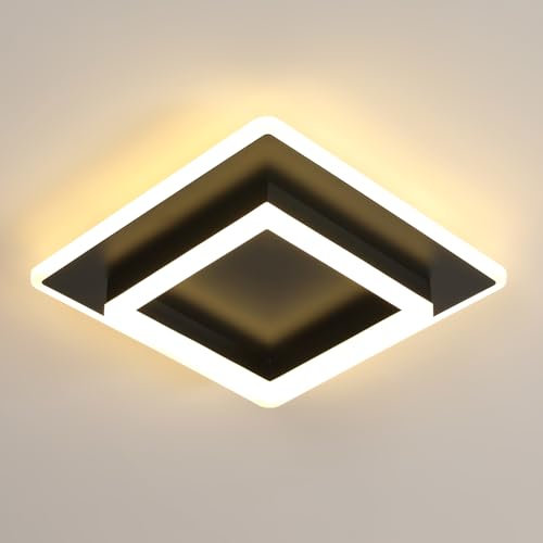 DELIPOP Lámpara de Techo LED, 30W 3600LM Moderno Plafon LED Techo 3000K Blanco Cálido para Baño Dormitorio Cocina Oficina Comedor Balcón, Negro