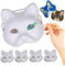 Jorzer 5 maschere da gatto con rete per gli occhi da dipingere, maschera Therian da 17,8 x 7,6 cm con cinturino elastico, maschera pelosa fai da te, accessori per costumi per cosplay, feste di