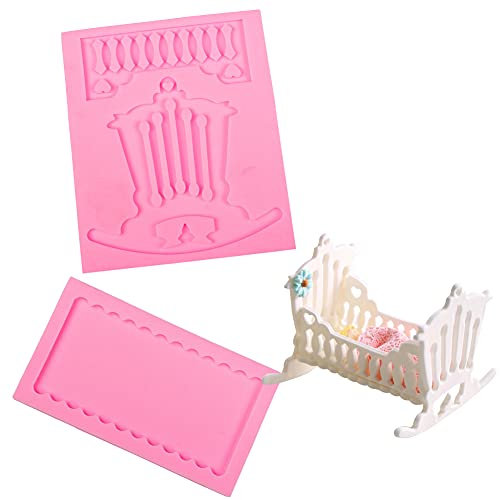 Schokoladenformen Babybett, Babywiege, Fondant-Kuchenform, DIY-Stil, dekorative Fondant-Kuchen-Silikonform, Fotorahmen, Kuchen, Süßigkeiten, Kekse, Polymer-Ton, Eisform, Küchen-Backutensilien