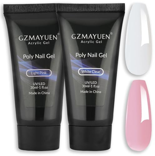 GZMAYUEN Polygel Poly Nägel Gel Weiß Rosa Nude Farben, 30ML Nail Extension Acrylgel Nagelverlängerungs Gel für DIY Nageldesign Sets