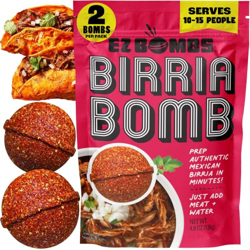 EZ Bombs Birria Bomb - Paquete de 2 condimentos auténticos mexicanos para tacos, burritos, nachos y Q