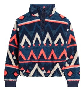 Superdry Damen Superweicher Bedruckter Teddy-Fleece Marineblauer Frotteedruck 38