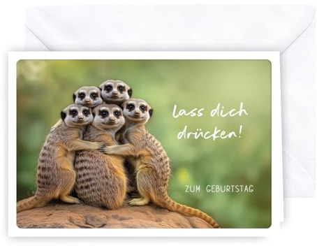 KE - Lustige Geburtstagskarte mit niedlichem Erdmännchen - Weiß - Kein Druck