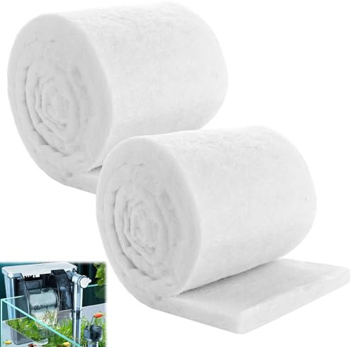YAYODS 2 Stück Filterwatte Aquarium 200 x 12 x 3cm - Eingedickt Filterschwamm Aquarium - Aquarium Filtermaterial Weiß - Filtervlies Aquarium - Aquarium Filterwatte für Aquarien, Fischteiche