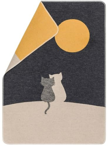 David Fussenegger Haustierdecke 'Katzenpaar' 70 x 90 cm Anthrazit