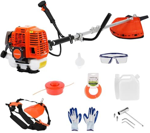 toxaaiwr 52cc 2-Stroke Petrol Strimmer,2 in 1 Garden Strimmer,Gas weed wacker with Shoulder Strap,Gas String Trimmer,Brush Cutter with Rubber Handle,Strimmer Petrol for Weeds, Grass,Multi Yard Care T