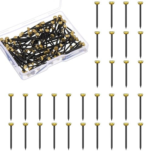 120 PCS Picture Nails with 25 mm Length - Steel Nails for Use on Concrete, Brick, Plaster & Wood - Hardened Steel Nails as Picture Hanging - Made in Europe ,Nails for Hanging Pictures(Golden Head