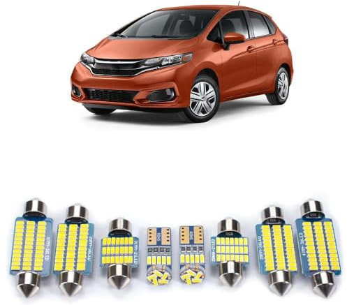 GPQAEVK 9Pcs LED Interior Map Reading Light Car Number Plate Bulb Kit, For Honda Jazz Fit MK3 3 III 2015 2016 2017 2018 2019 Accessories