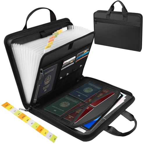 AUNHOKE Pochette Ignifuge et Etanche, Pochette Anti Feu, 13 Compartiments