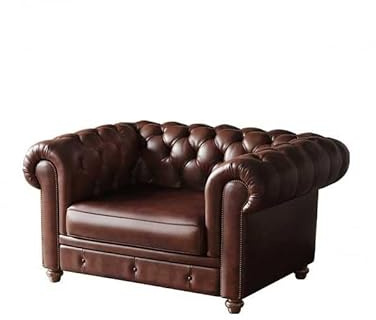 Wohnzimmer-Sofa, echtes Leder, Holz, Retro, Wohnzimmer, Sofa, Stuhl, Doppelsitz, obere Schicht, Zuhause, Freizeit (S)