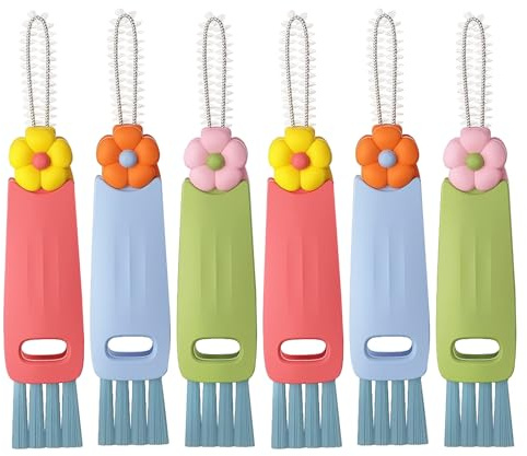 6 PCS 3 in 1 Cup Lid Gap Cleaning Brush Multifunctional Portable Bottle Detail Brushs 3 in 1 U Shaped Bottle Brush Home Kitchen Cleaning Tools for Bottles Gaps Tight Spaces Cups and Lids