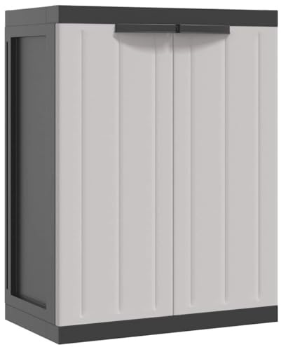 Tomostar Aufbewahrungsschrank für Garten, Werkzeugschrank, für den Außenbereich, Grau und Schwarz, 65 x 37 x 85 cm, PP
