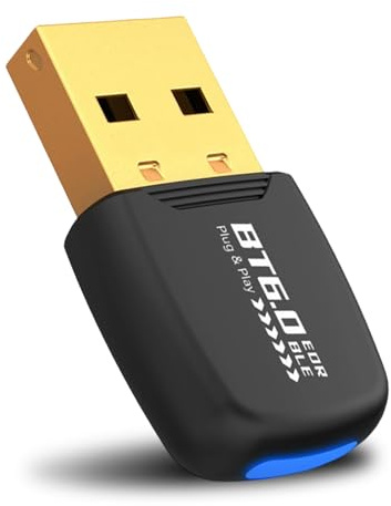 Adattatore Bluetooth 6.0 per PC, USB 6.0 Bluetooth Dongle, ricevitore trasmettitore wireless EDR per laptop, PC, auricolare