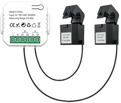 Moliuoly Pour Tuya Smart ZigBee Compteur d'énergie 100-240V AC 50/60Hz bidirectionnel 2 canaux avec transformateur de courant, pince ampèremétrique et surveillance d'application