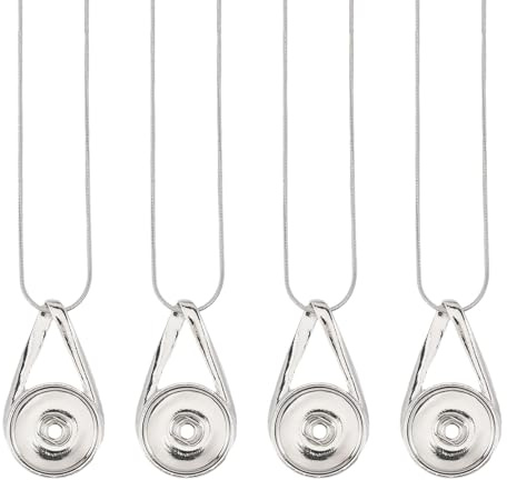 beinkmake 4 Stück Snap Base Anhänger Lanyard Ketten Tränenförmiger Austauschbarer Druckknopf Schmuck Leere Snap Anhänger Für Ausweishalter Mode