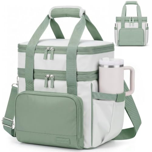 HOMESPON 14L Kühltasche Damen, doppellagig erweiterbare Lunchtasche | Isolierte Kühltasche, Schulterriemen, Becherhalter, Arbeit, Büro, Picknick