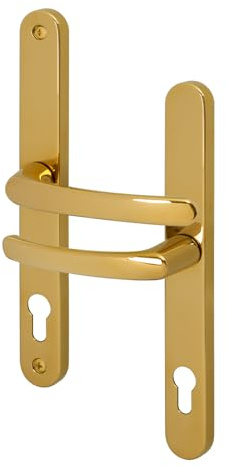 EAI Polished Brass UPVC Door Handles, 92mm PZ Centres, 240mm Screw to Screw
