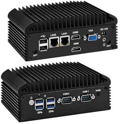 CWWK Mini PC N100 Fanless Industrial, 2X RS232/RS485 COM, 2 x Gigabit LAN, Micro Embedded Mini Computer Box, DDR4 16GB RAM 256GB NVMe SSD, SIM, SATA, Mini-PCIe, HD, VGA, 6USB