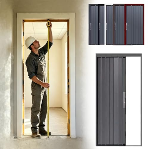 Falttür Innentüren Aluminium Falttür Nach Maß Abschließbar, Graue Ziehharmonika Schiebetür für Bad Küche Zimmer & Garage, Platzsparende Falttüren Innentüren