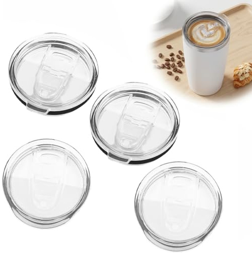 20oz Tumbler Lids Replacement 4 Pack, Spill-Proof and Leak-Proof Cup Covers for Drinks, Clear Plastic Splash Resistant Travel Mug Cover for 20 oz Insulated Coffee Cups