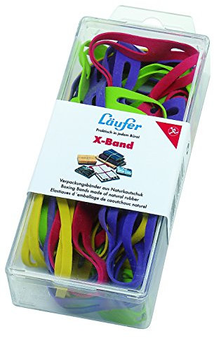 Läufer 59074 Rondella X-Band, elastische Kreuzbänder, Gummibänder 80 x 11 mm, Durchmesser 50 mm, 30g Dose, bunt