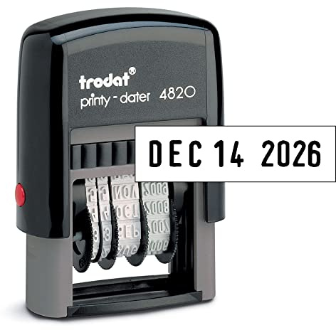 Trodat Printy 4820 Datumsstempel, selbstfärbender Stempel für professionelle und persönliche Anwendungen, 0,95 x 3,8 cm, umweltfreundliches klimaneutrales Produkt (Schwarz)