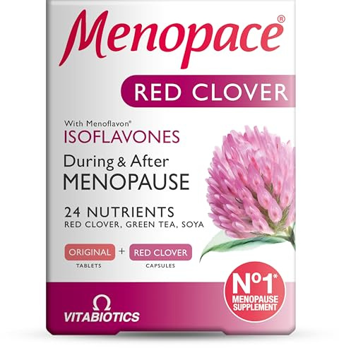 Menopace Red Clover by Vitabiotics - Menopause & Perimenopause Support with Calcium to Support Bone Health - UK's No.1 Menopause Supplement Brand