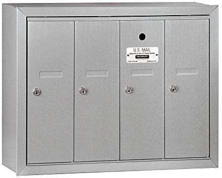 Salsbury Industries 3504ASU Surface Mounted Vertical Mailbox with 4 Doors and USPS Access, Aluminum