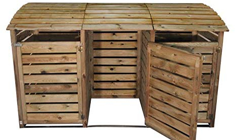 Mülltonnenbox 3er aus Holz | Mülltonnenverkleidung für DREI Mülltonnen bis 240 Liter wetterfest | Mülltonnenabtrennung | Mülltonnenhaus | Mülleimerbox