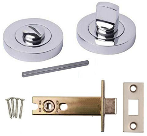 Polished Chrome Thumb & Turn with 76mm Steel Tubular Bathroom Dead Bolt