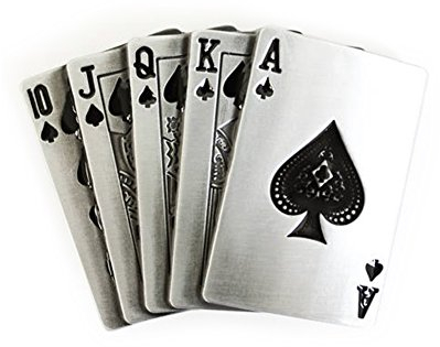 eeddoo® Gürtelschnalle - Royal Flush - Ass offen (Buckle für Wechselgürtel für Damen und Herren | Belt Frauen Männer Oldschool Rockabilly Metall Gothic Wave Rock Biker Western Trucker Casino Skull)