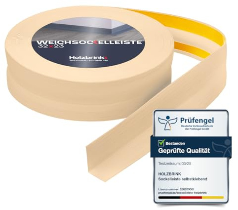 HOLZBRINK Weichsockelleiste selbstklebend PVC 32x23mm, 15 m | Küchenleiste Arbeitsplatte | Abschlussleiste selbstklebend für Badezimmer | Farbe: Kiefer