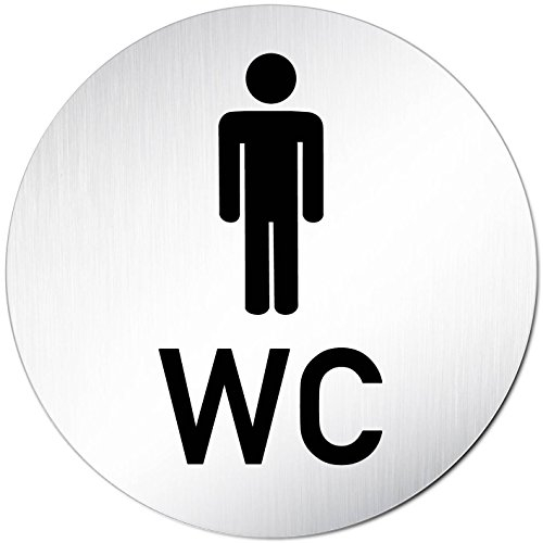 Türschilder24 XXL Türschild • Ø 100 mm rund • Schild Herren + WC • aus veredeltem Aluminium Vollmaterial • geschliffene Edelstahloptik • 100% Made in Germany