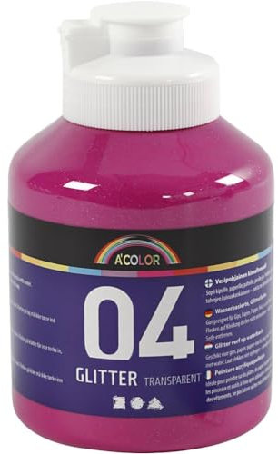 A-Color Acrylfarbe, Pink, Pink mit Glitzer-Effekt, 500ml