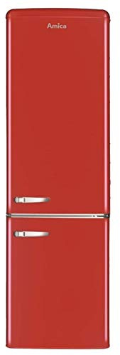 Amica FKR29653R Freestanding Red Retro Fridge Freezer, 55 Centimeter Wide, A Plus Energy Rating, LED Light, 41dB Noise Level